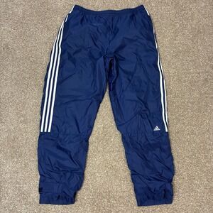 Vintage Adidas Track Pants Mens LG Blue White Ankle Strap Warmup Sweatpants Y2K